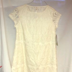Winter white knee high lace dress